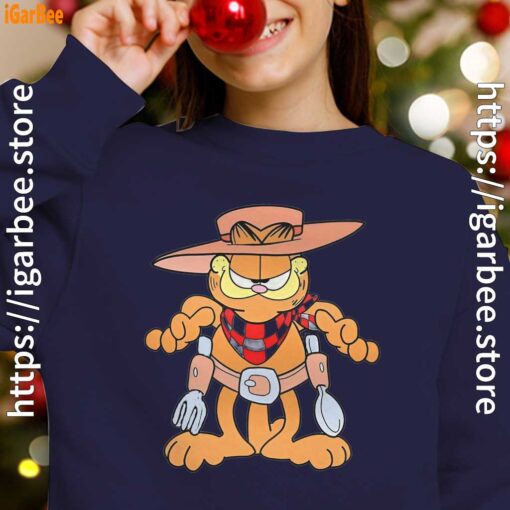 garfield cowboy with spoon and fork navy sweatshirts for girl
