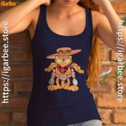 garfield cowboy with spoon and fork navy tank top with women