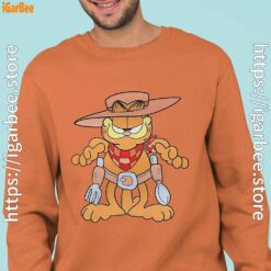 garfield cowboy with spoon and fork orange sweatshirt man