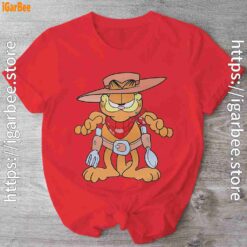 garfield cowboy with spoon and fork red shirt