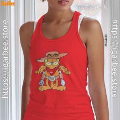 garfield cowboy with spoon and fork tank top red with women
