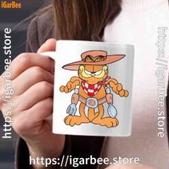 garfield cowboy with spoon and fork white mug 15oz