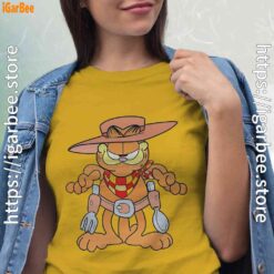 garfield cowboy with spoon and fork women yellow shirt
