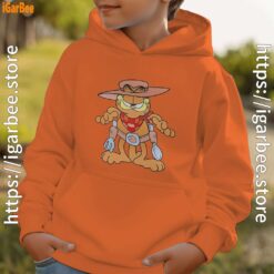 garfield cowboy with spoon and fork youth boy orange hoodie