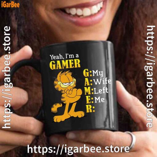 garfield gamer black mug