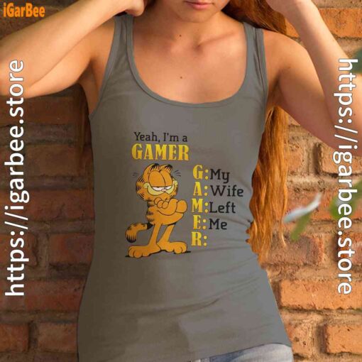 garfield gamer gray tank top women