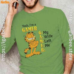 garfield gamer green long sleeve with men