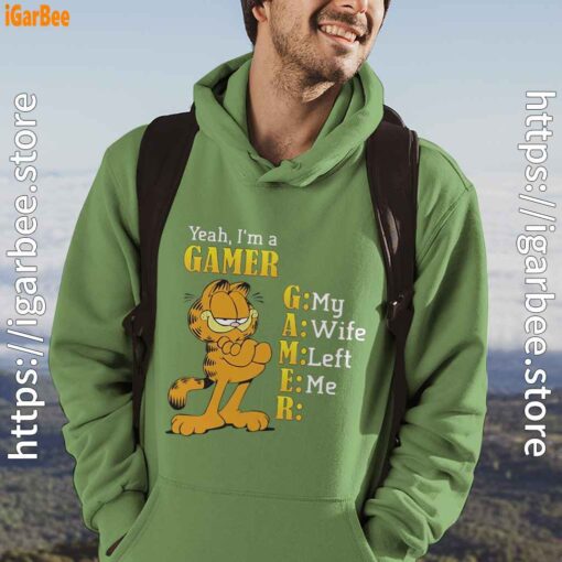 garfield gamer green men hoodie