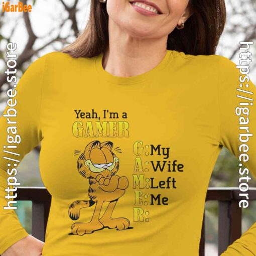 garfield gamer long sleeve yellow women
