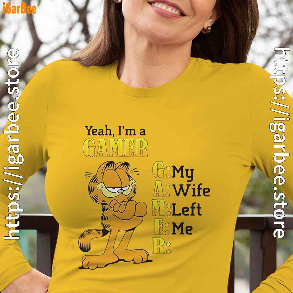 garfield gamer long sleeve yellow women garfield gamer long sleeve yellow women