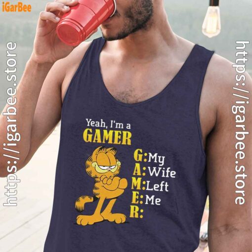 garfield gamer navy tank tops with men