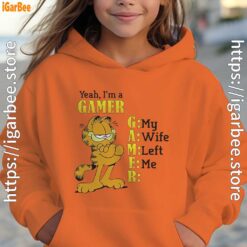 garfield gamer orange hoodies for girl