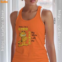 garfield gamer orange tank top with women
