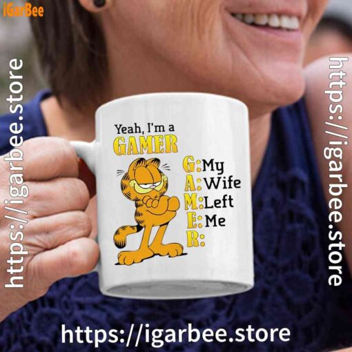 garfield gamer white coffee mug