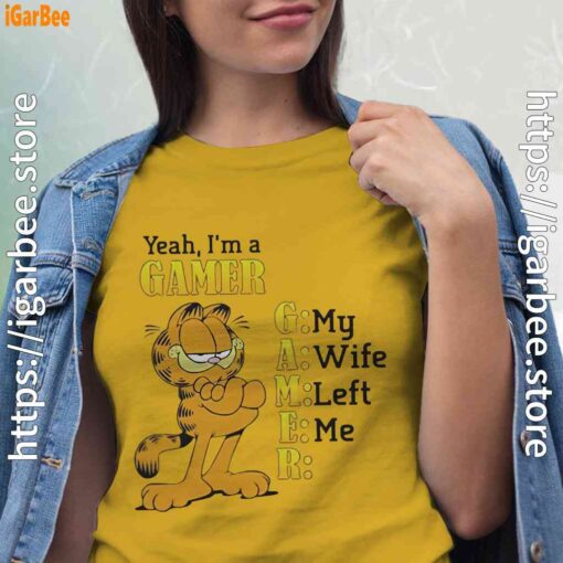 garfield gamer women yellow shirt