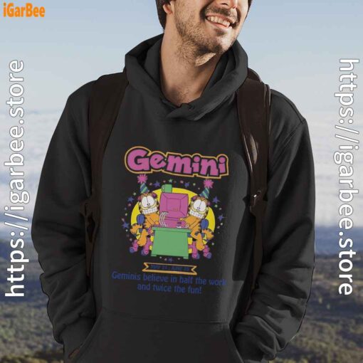 garfield gemini black men hoodie for male
