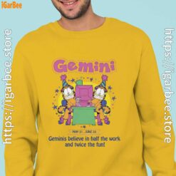 garfield gemini man with yellow sweatshirt
