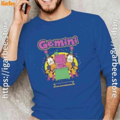 garfield gemini men with blue long sleeve
