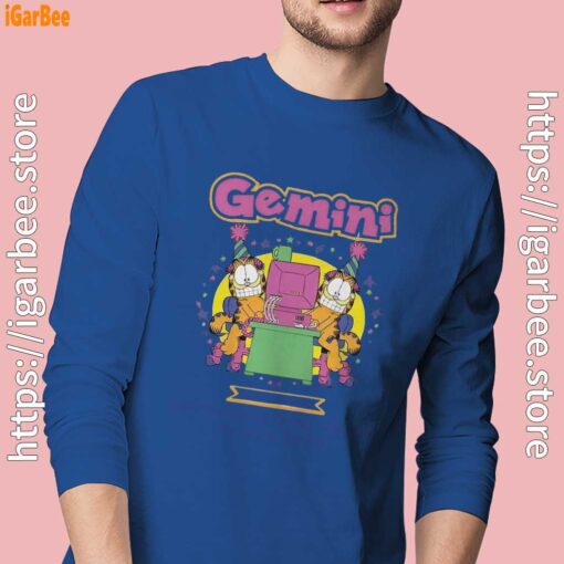 garfield gemini men's blue long sleeve