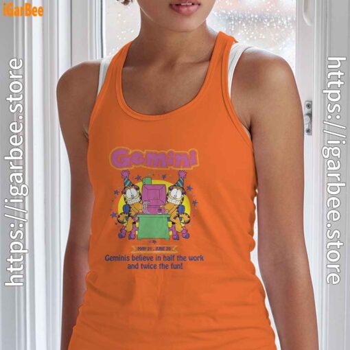 garfield gemini orange tank top with women