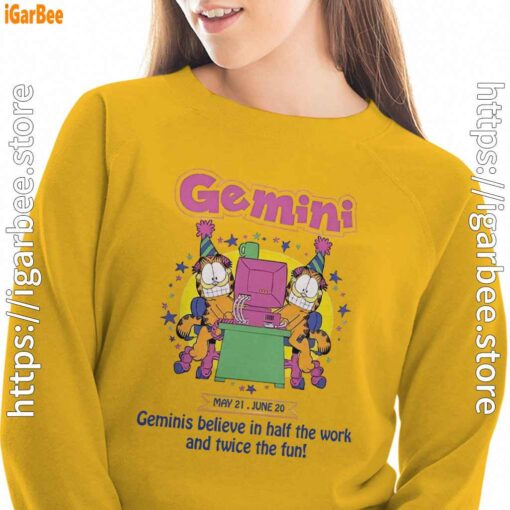 garfield gemini yellow sweatshirt for women