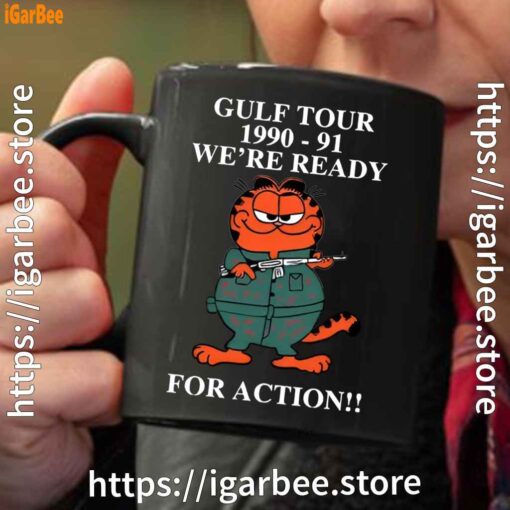 garfield gulf war black coffee mug