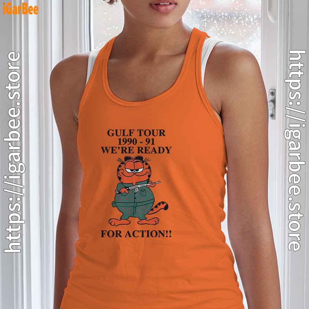 garfield gulf war orange tank top with women garfield gulf war orange tank top with women