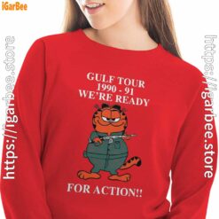 garfield gulf war red sweatshirt women