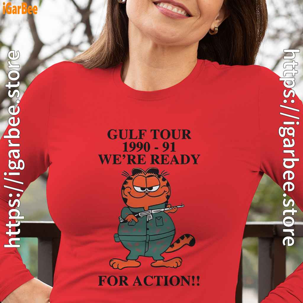 garfield gulf war women red long sleeve garfield gulf war women red long sleeve