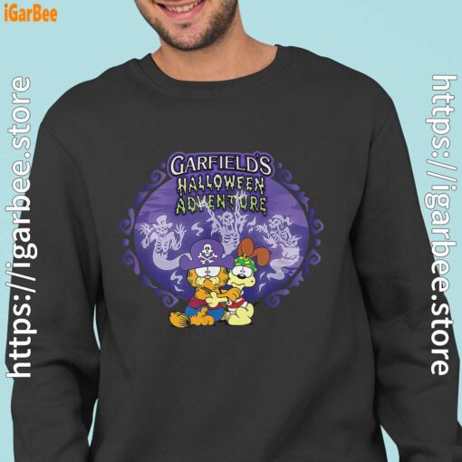 garfield halloween adventure hugging black sweatshirt for men