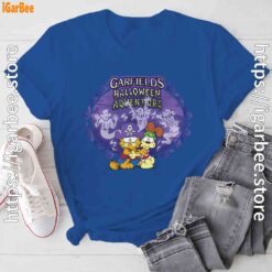 garfield halloween adventure hugging blue tee shirt