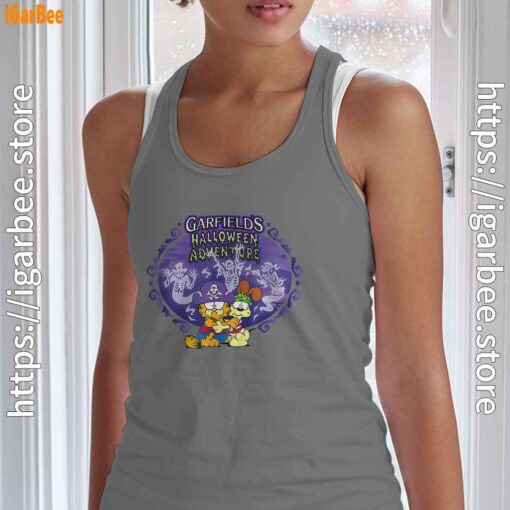 garfield halloween adventure hugging gray tank top for women