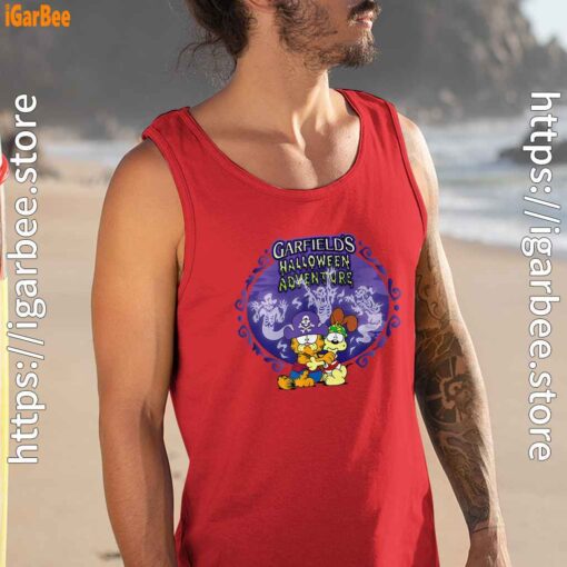 garfield halloween adventure hugging man tank top red