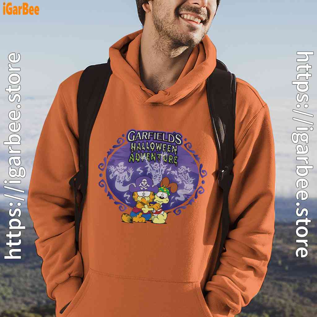 garfield halloween adventure hugging orange men hoodie garfield halloween adventure hugging orange men hoodie