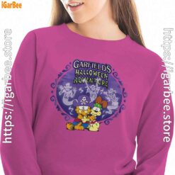garfield halloween adventure hugging pink women sweatshirt