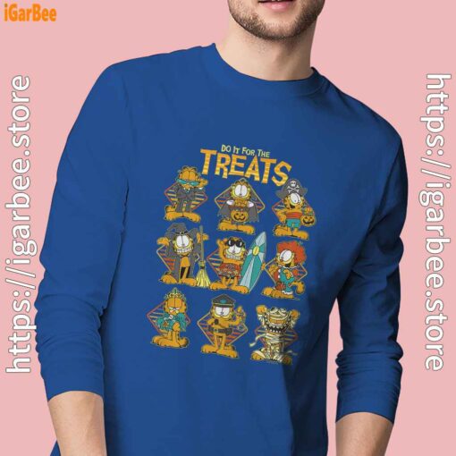 garfield halloween costumes grid do it for the treats men's blue long sleeve