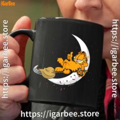 garfield halloween crescent moon broom riding black coffee mug 11oz