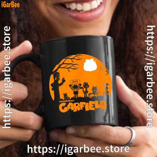 garfield halloween group shot nighttime spooky silhouette black mug 15oz