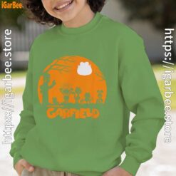 garfield halloween group shot nighttime spooky silhouette green sweatshirt kids boy