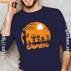 garfield halloween group shot nighttime spooky silhouette navy with men's long sleeve