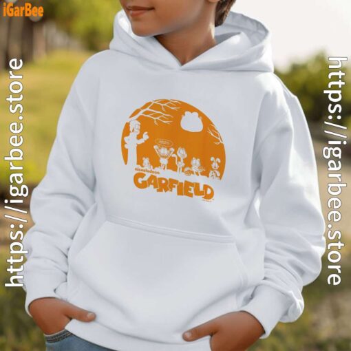 garfield halloween group shot nighttime spooky silhouette white hoodie for boy kids