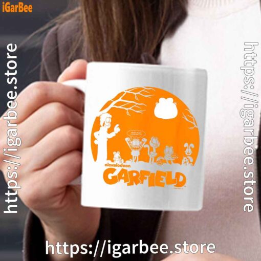 garfield halloween group shot nighttime spooky silhouette white mug 15oz