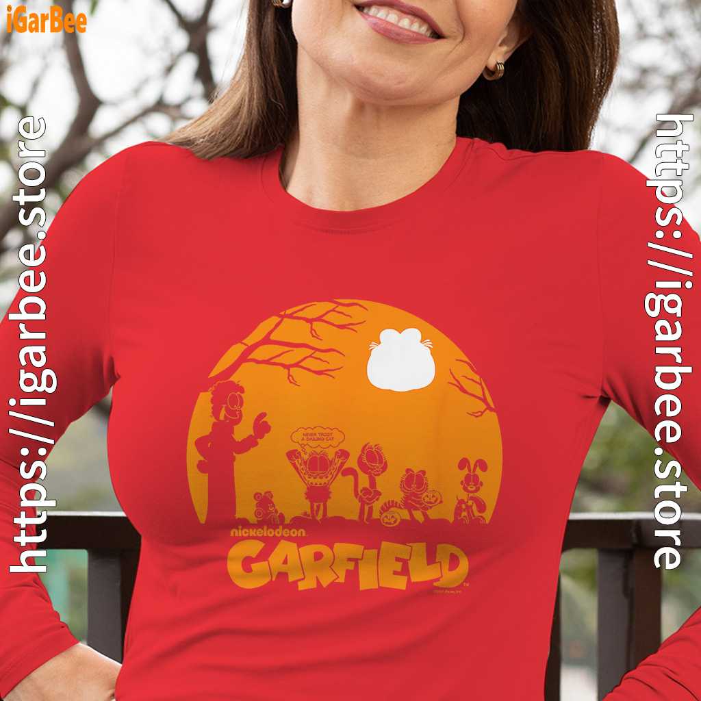 garfield halloween group shot nighttime spooky silhouette women red long sleeve garfield halloween group shot nighttime spooky silhouette women red long sleeve