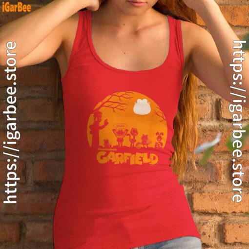garfield halloween group shot nighttime spooky silhouette women tank top red female