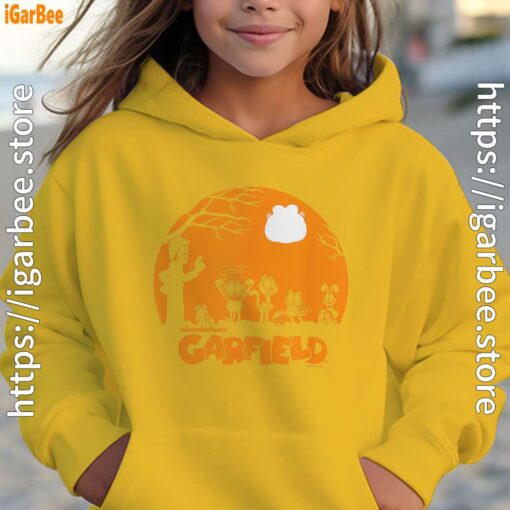 garfield halloween group shot nighttime spooky silhouette yellow hoodie for kid girl