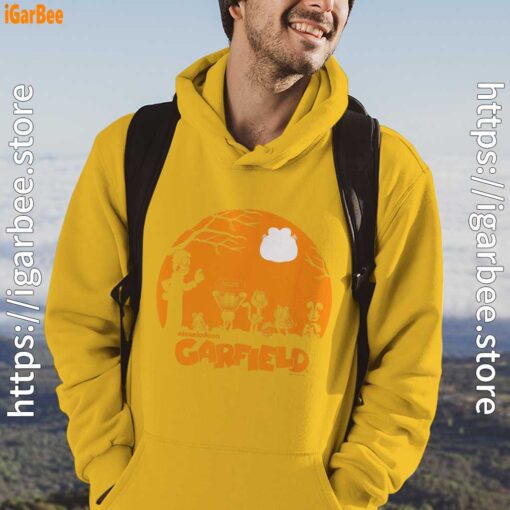 garfield halloween group shot nighttime spooky silhouette yellow men hoodie