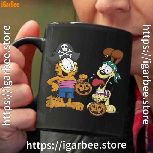 garfield halloween odie pirates black coffee mug 11oz