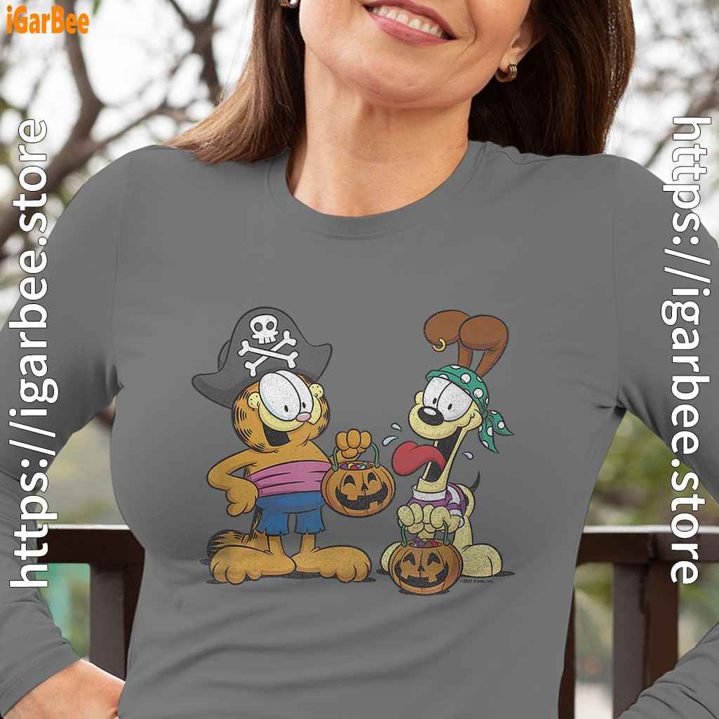 garfield halloween odie pirates gray women long sleeve garfield halloween odie pirates gray women long sleeve