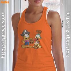 garfield halloween odie pirates orange tank top with women