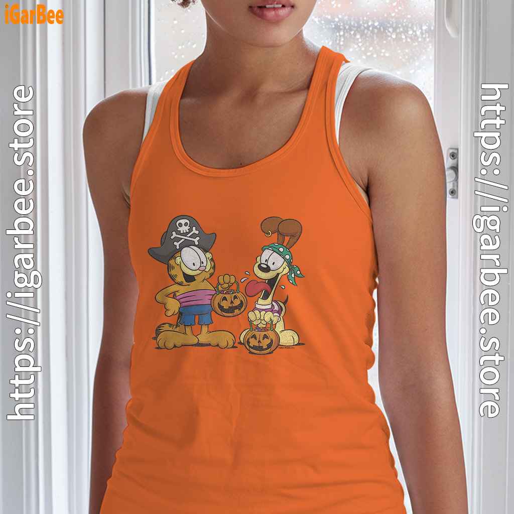 garfield halloween odie pirates orange tank top with women garfield halloween odie pirates orange tank top with women